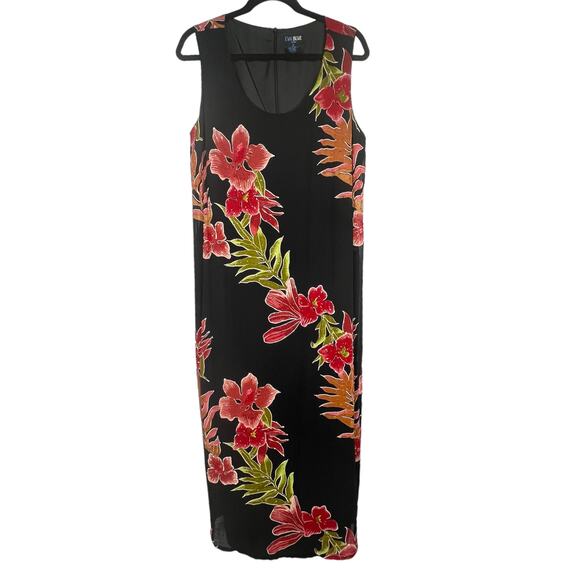 EVA BLUE Vintage WhimseyGoth Sheer Floral Beaded Lined Maxi Dress Sz 14 - Picture 1 of 7